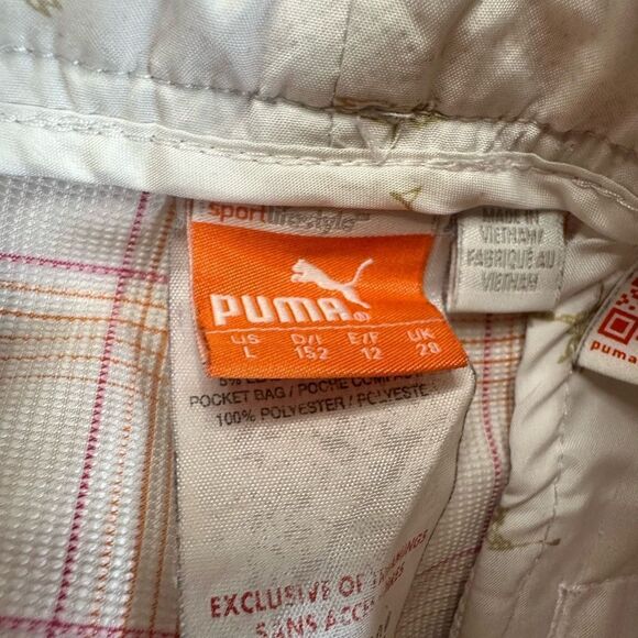 EUC PUMA Youth Boys White Orange Pink Plaid Golf Shorts - Size Large - Picture 4 of 7